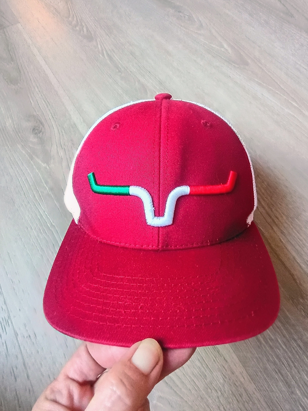 ❤️ Kimes Ranch Mexico Flag Longhorn Trucker Hat Red White Mesh Western Snapback